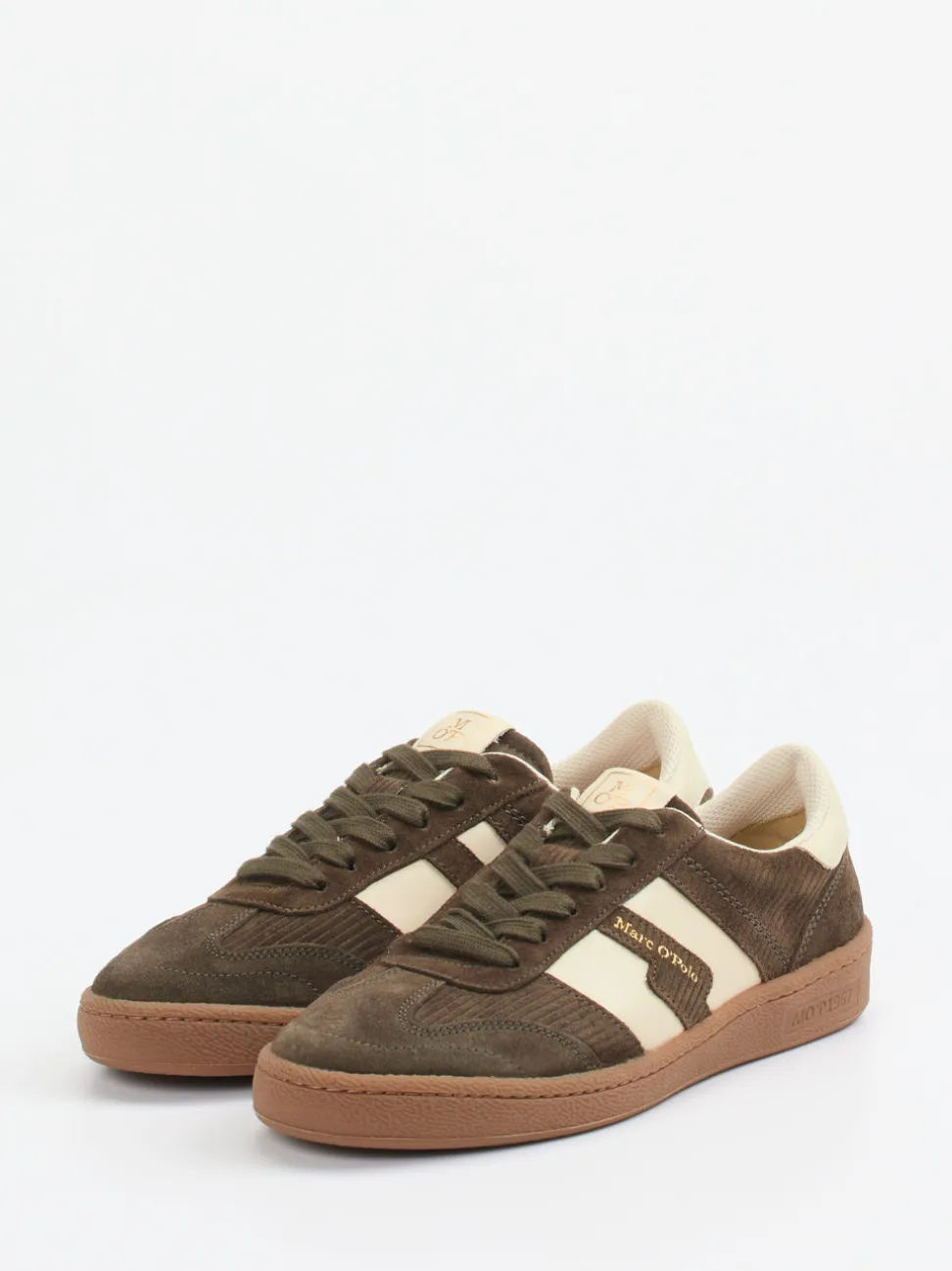 Marc O'Polo – Retro-Sneaker aus Veloursleder Olivgrün