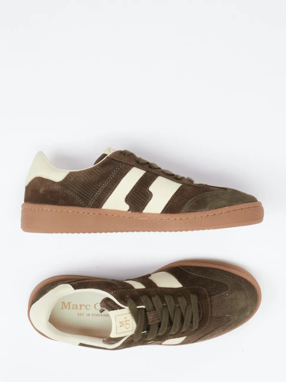 Marc O'Polo – Retro-Sneaker aus Veloursleder Olivgrün