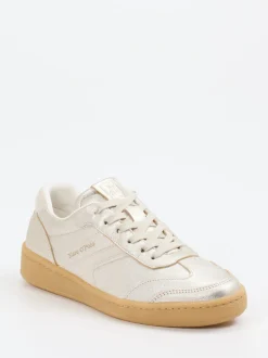 Marc O'Polo – Sneaker aus Metallicleder silberfarben