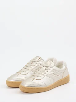Marc O'Polo – Sneaker aus Metallicleder silberfarben