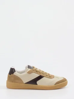 Marc O'Polo – Sneaker aus Velour/Leder in Beige