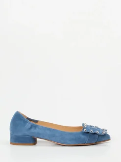 Maripé – Ballerinas aus Veloursleder in Jeansblau