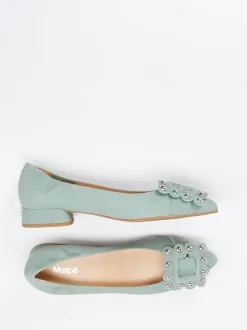 Maripé – Ballerinas aus Veloursleder Salbeigrün