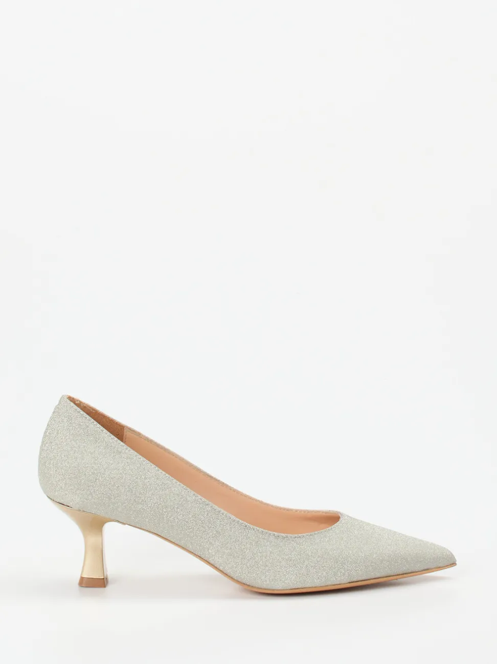 Maripé – Kitten-Heel-Pumps aus Glitzertextil silber