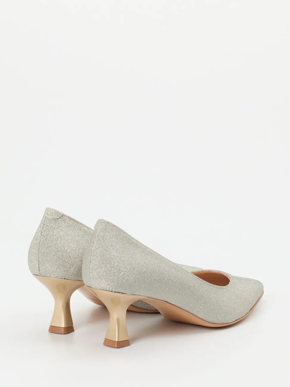 Maripé – Kitten-Heel-Pumps aus Glitzertextil silber
