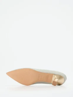 Maripé – Kitten-Heel-Pumps aus Glitzertextil silber