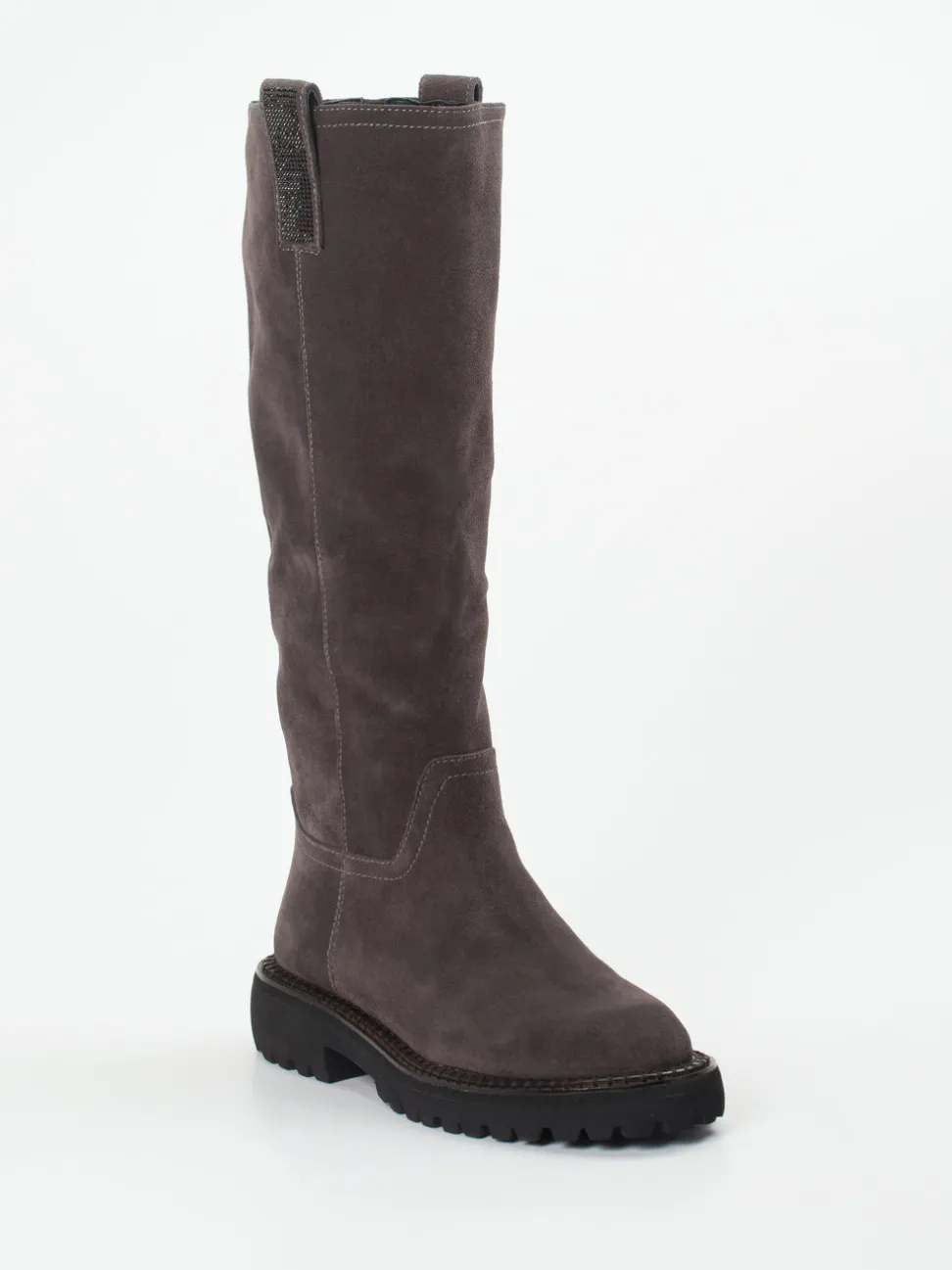 Maripé – Langschaftstiefel aus Veloursleder grau