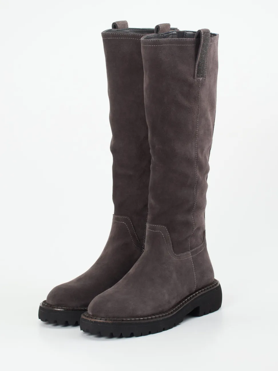 Maripé – Langschaftstiefel aus Veloursleder grau