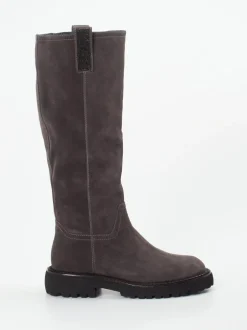 Maripé – Langschaftstiefel aus Veloursleder grau