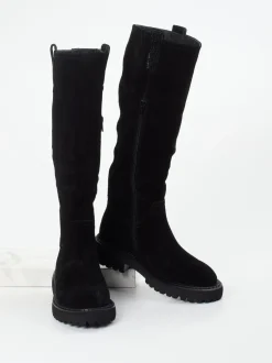 Maripé – Langschaftstiefel aus Veloursleder Schwarz