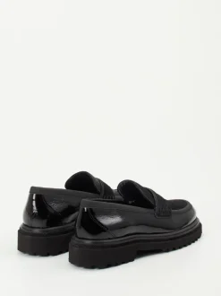 Maripé – Loafer aus Lackleder mit Ponyfell-Optik