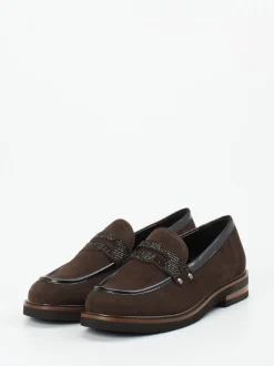 Maripé – Loafer aus Veloursleder mit Strassbesatz