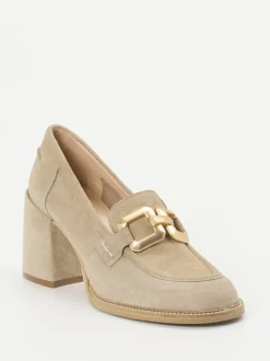 Maripé – Pumps aus Veloursleder in Beigebraun
