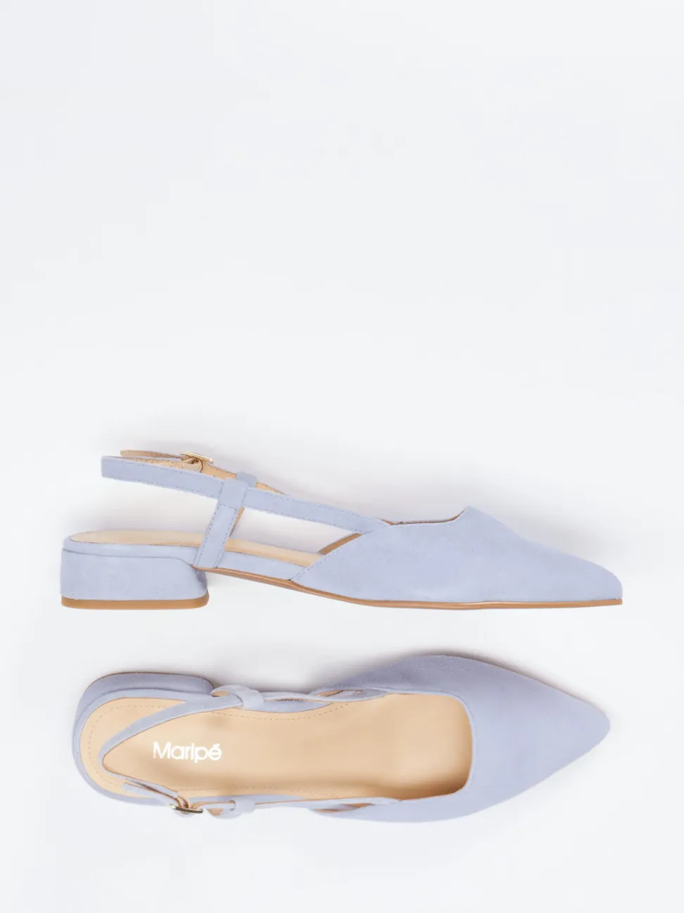 Maripé – Slingback-Ballerinas aus Veloursleder Hellflieder