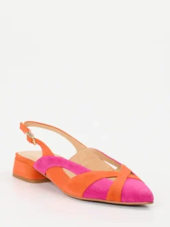 Maripé – Slingback-Ballerinas aus Veloursleder pink-orange