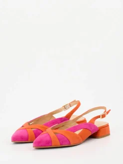 Maripé – Slingback-Ballerinas aus Veloursleder pink-orange