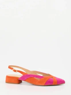 Maripé – Slingback-Ballerinas aus Veloursleder pink-orange
