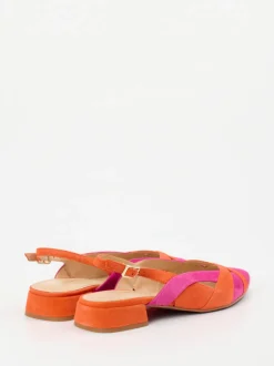 Maripé – Slingback-Ballerinas aus Veloursleder pink-orange