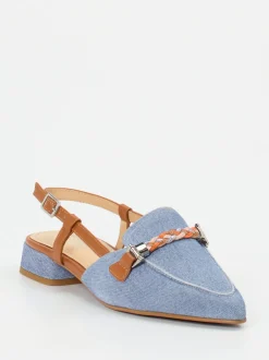 Maripé – Slingback-Loafer aus Veloursleder jeansblau