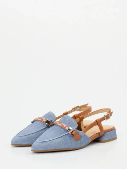 Maripé – Slingback-Loafer aus Veloursleder jeansblau