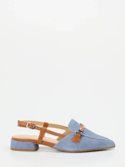 Maripé – Slingback-Loafer aus Veloursleder jeansblau