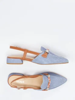 Maripé – Slingback-Loafer aus Veloursleder jeansblau