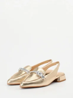Maripé – Slingback-Loafer aus Metallicleder goldfarben