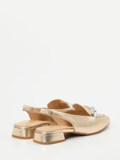 Maripé – Slingback-Loafer aus Metallicleder goldfarben