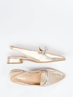 Maripé – Slingback-Loafer aus Metallicleder goldfarben