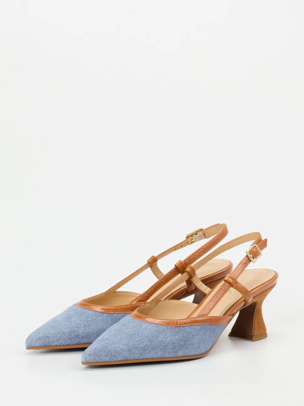 Maripé – Slingback-Pumps aus Veloursleder Denim