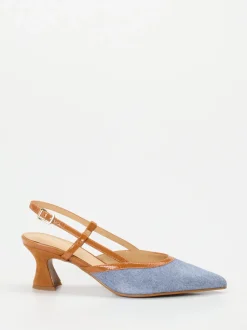 Maripé – Slingback-Pumps aus Veloursleder Denim