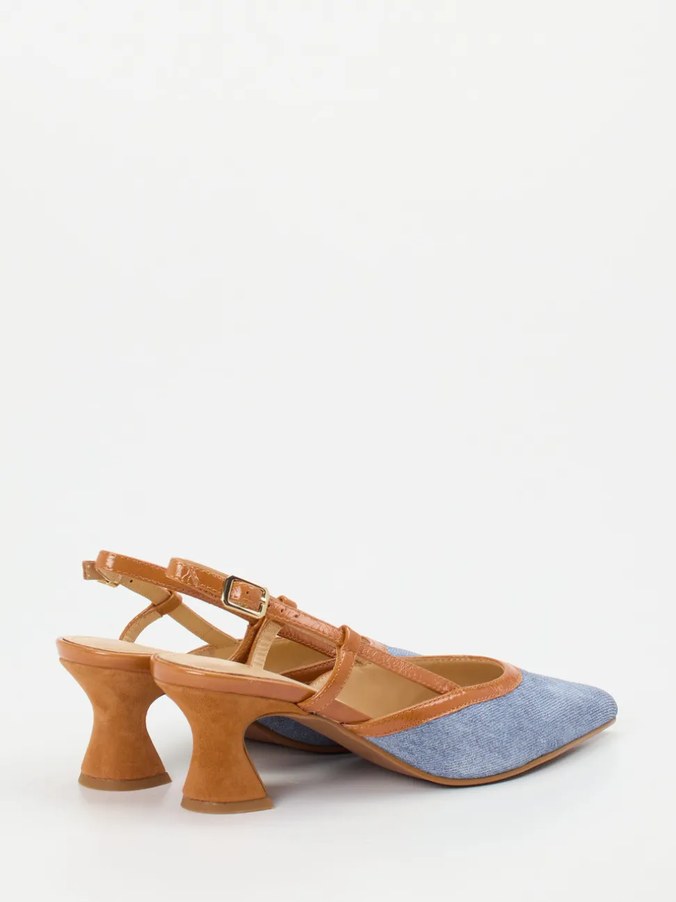 Maripé – Slingback-Pumps aus Veloursleder Denim