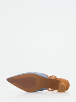 Maripé – Slingback-Pumps aus Veloursleder Denim