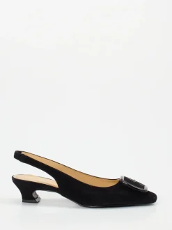 Maripé – Slingback-Pumps aus Veloursleder schwarz