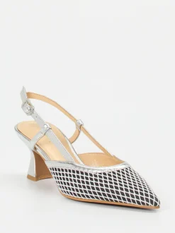 Maripé – Slingback-Pumps aus Textil in Silber