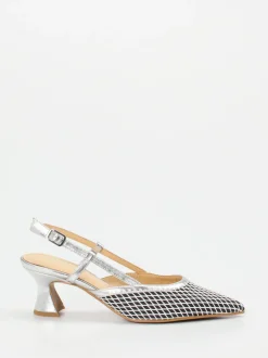 Maripé – Slingback-Pumps aus Textil in Silber