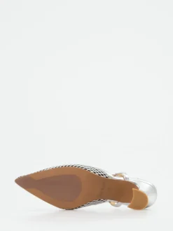 Maripé – Slingback-Pumps aus Textil in Silber