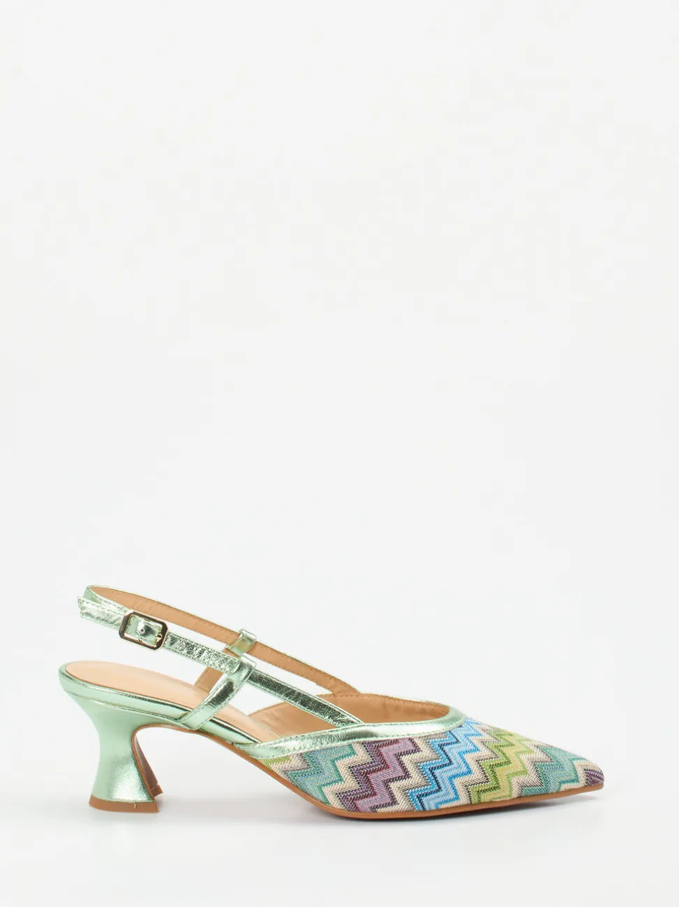 Maripé – Slingback-Pumps aus Textil in Metallic-Optik