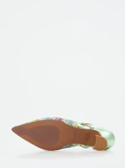 Maripé – Slingback-Pumps aus Textil in Metallic-Optik