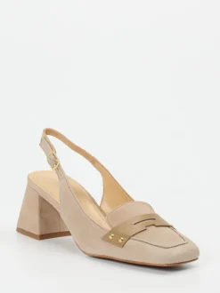 Maripé – Slingback-Pumps aus Veloursleder Beige