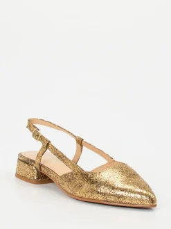 Maripé – Slingpumps aus Veloursleder in Gold