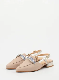 Maripé – Slingpumps aus Veloursleder Beige-Metallic