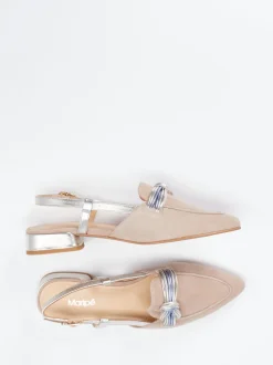 Maripé – Slingpumps aus Veloursleder Beige-Metallic