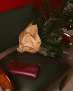 Marlon Firenze – Baguette-Bag aus Kalbleder weinrot