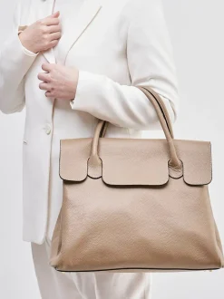 Marlon Firenze – Henkeltasche aus Kalbleder Beigebraun