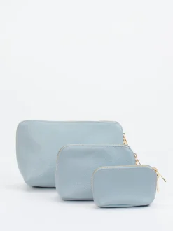 Marlon Firenze – Kosmetiktasche aus Kalbleder Hellblau
