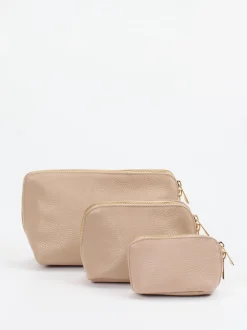 Marlon Firenze – Kosmetiktasche aus Kalbleder beigebraun