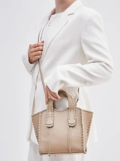 Marlon Firenze – Mini Tote Bag aus Kalbleder Taupe