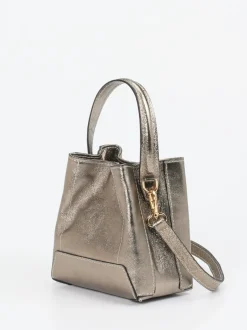 Marlon Firenze – Mini-Bucket-Bag aus Leder metallicbraun