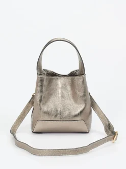 Marlon Firenze – Mini-Bucket-Bag aus Leder metallicbraun